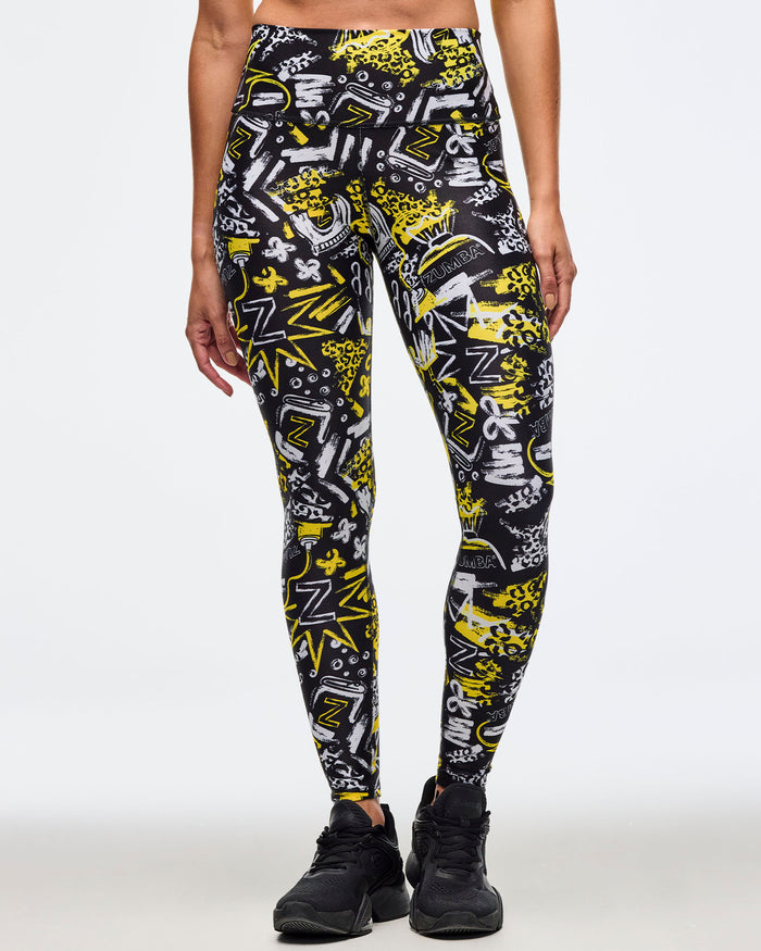 Black/Yellow # Sizzlin' High Waisted Ankle Leggings