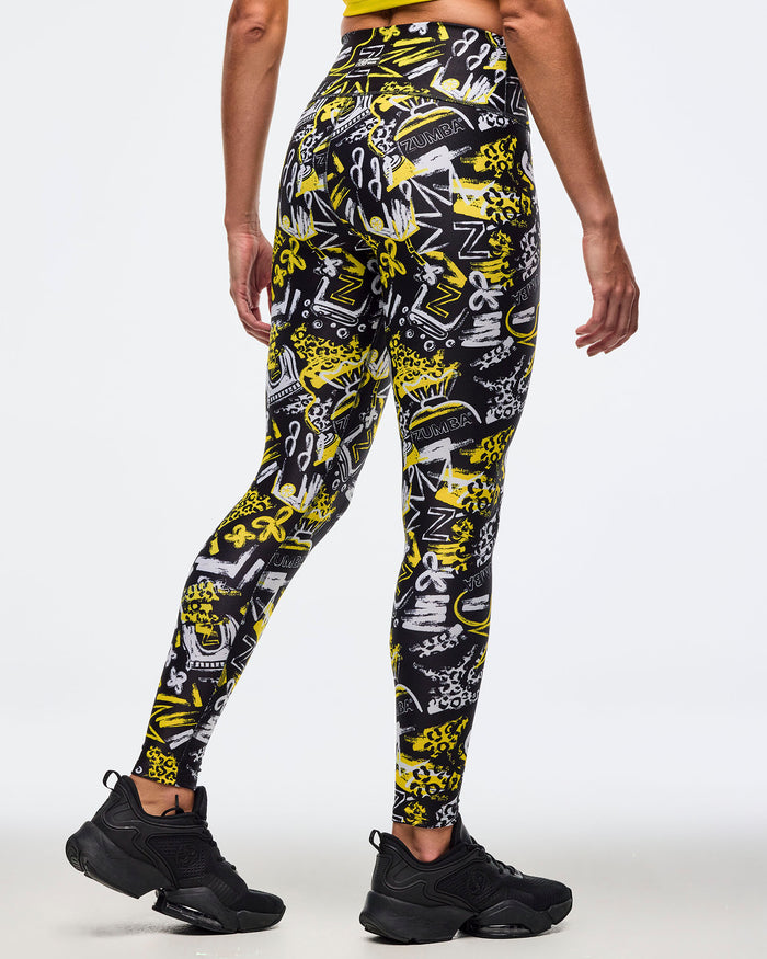 Black/Yellow # Sizzlin' High Waisted Ankle Leggings