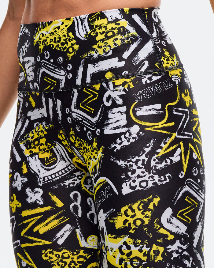 Black/Yellow # Sizzlin' High Waisted Ankle Leggings