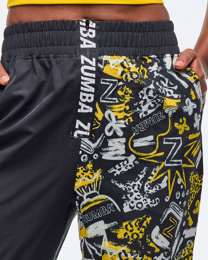 Black/Yellow # Sizzlin' High Waisted Zip Front Track Pants