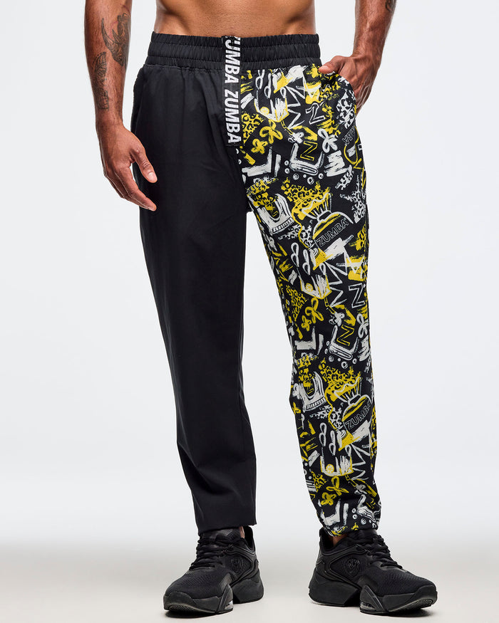 Black/Yellow # Sizzlin' High Waisted Zip Front Track Pants