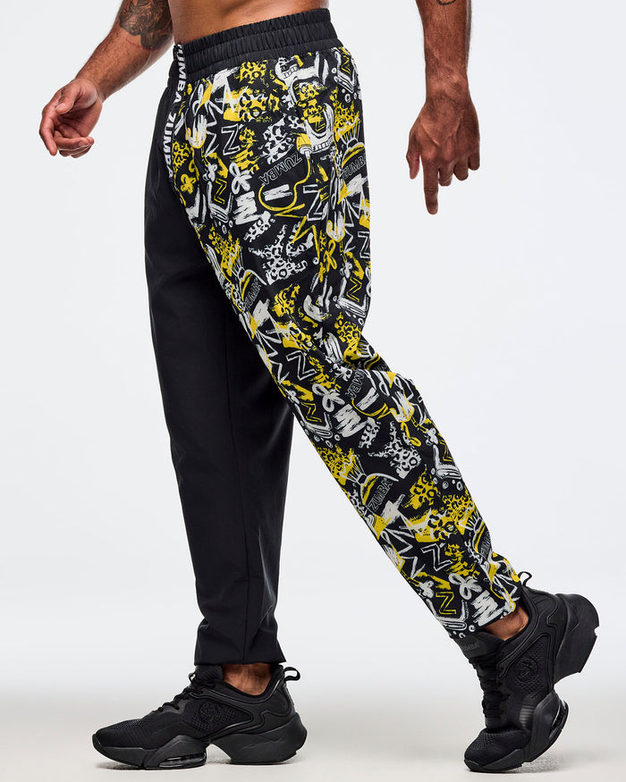 Black/Yellow # Sizzlin' High Waisted Zip Front Track Pants