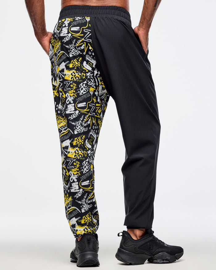 Black/Yellow # Sizzlin' High Waisted Zip Front Track Pants