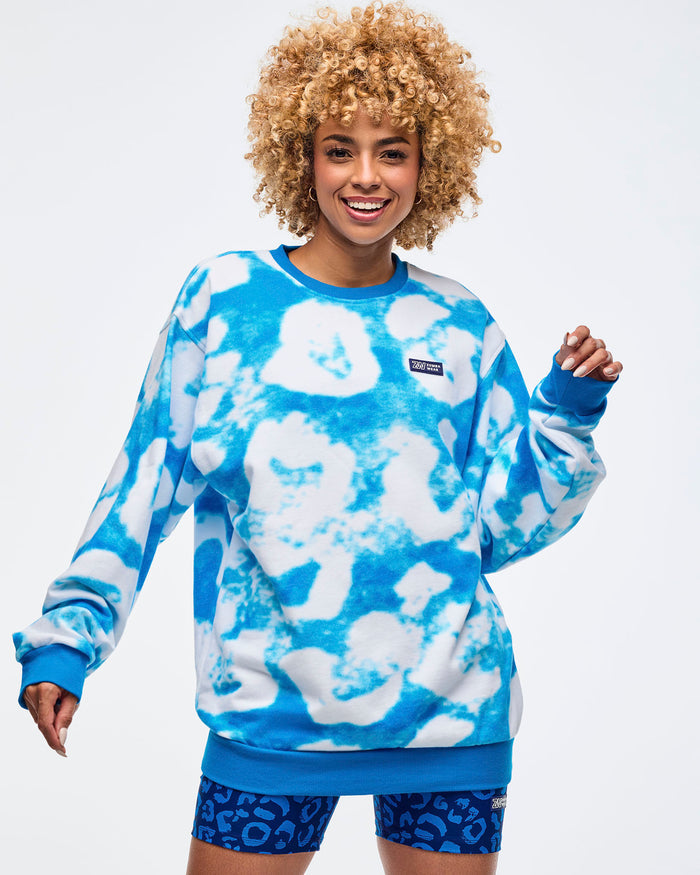 Blue/White # Sizzlin' Long Sleeve Pullover Sweatshirt