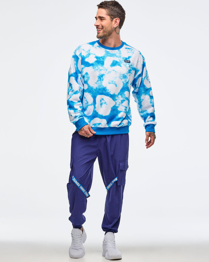 Blue/White # Sizzlin' Long Sleeve Pullover Sweatshirt