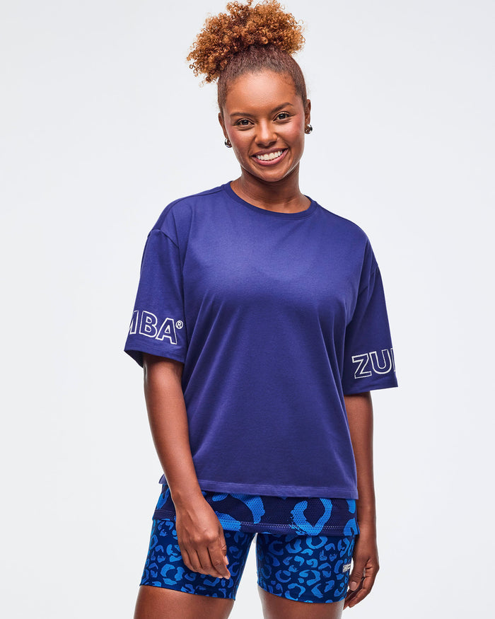 Soft Navy # Sizzlin' Men's Crew Neck Tee With Double Layered Hem