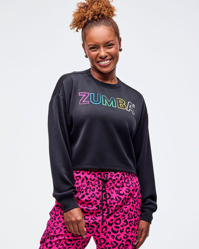 Bold Black # Sizzlin' Modal Long Sleeve Oversized Crop Top