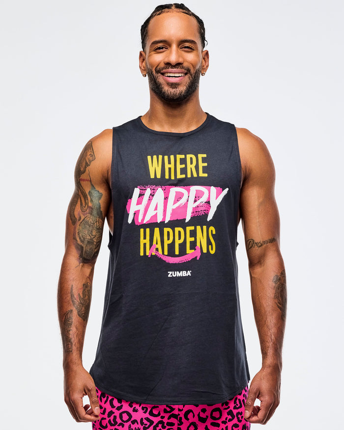 Bold Black # Sizzlin' Muscle Tank With Round Hem
