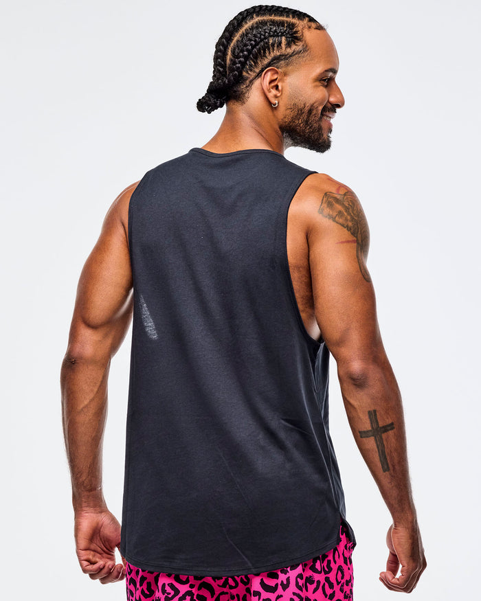 Bold Black # Sizzlin' Muscle Tank With Round Hem