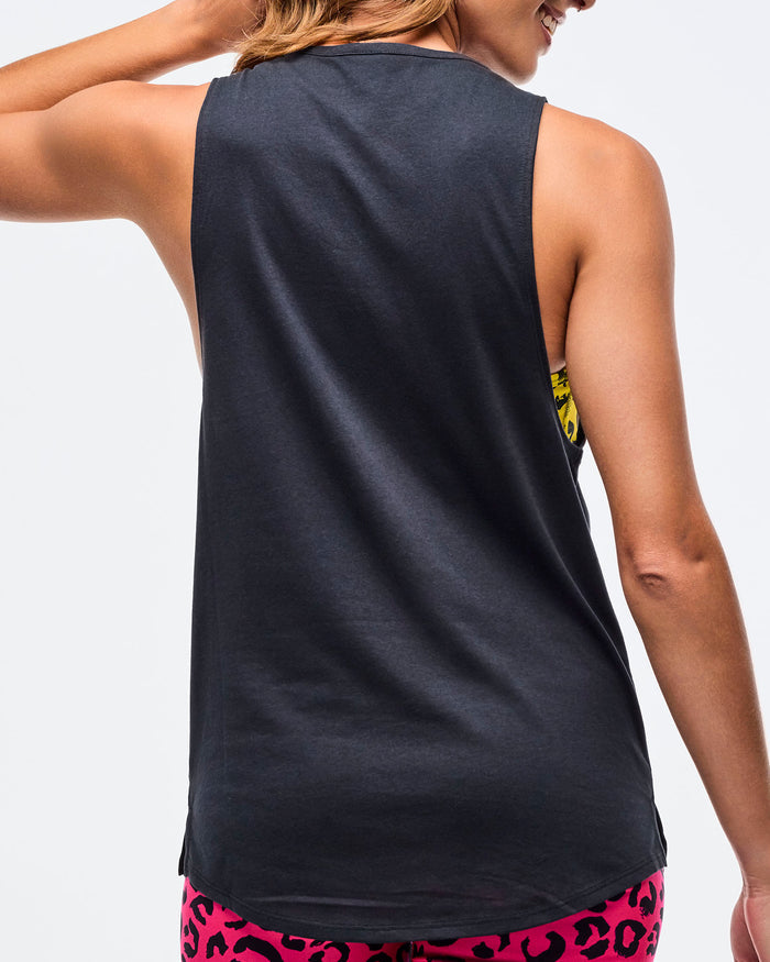 Bold Black # Sizzlin' Muscle Tank With Round Hem