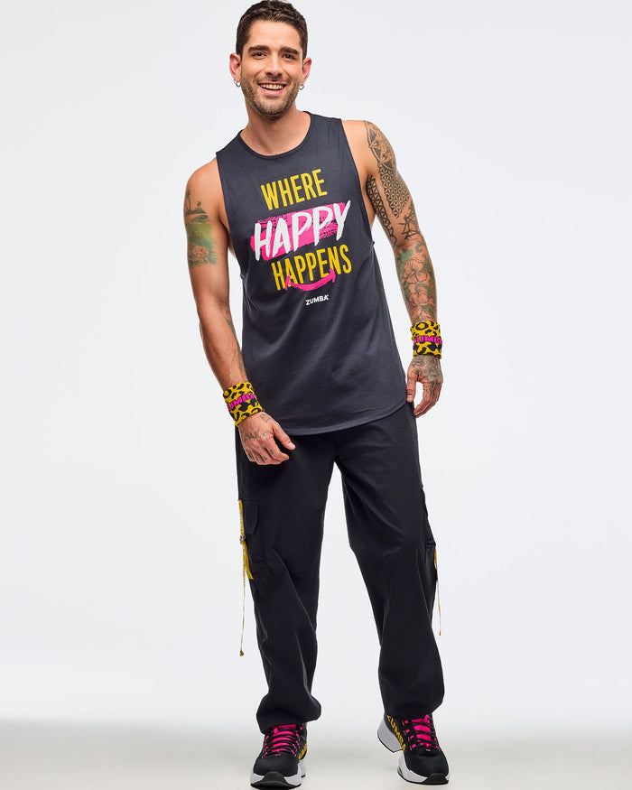 Bold Black # Sizzlin' Muscle Tank With Round Hem