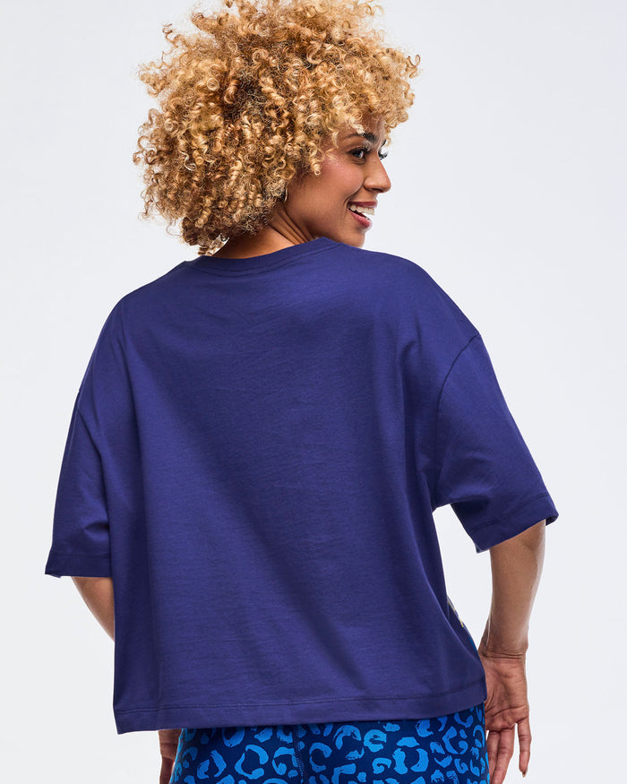 Soft Navy # Sizzlin' Oversized Boxy Crop Top