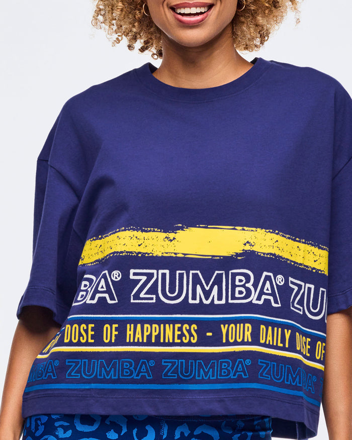 Soft Navy # Sizzlin' Oversized Boxy Crop Top