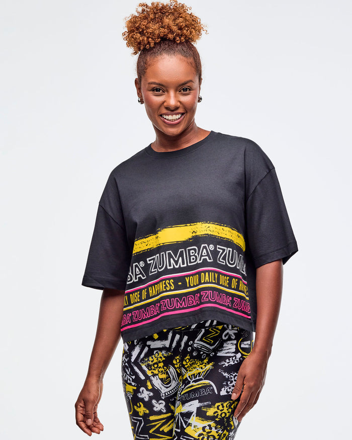 Bold Black # Sizzlin' Oversized Boxy Crop Top