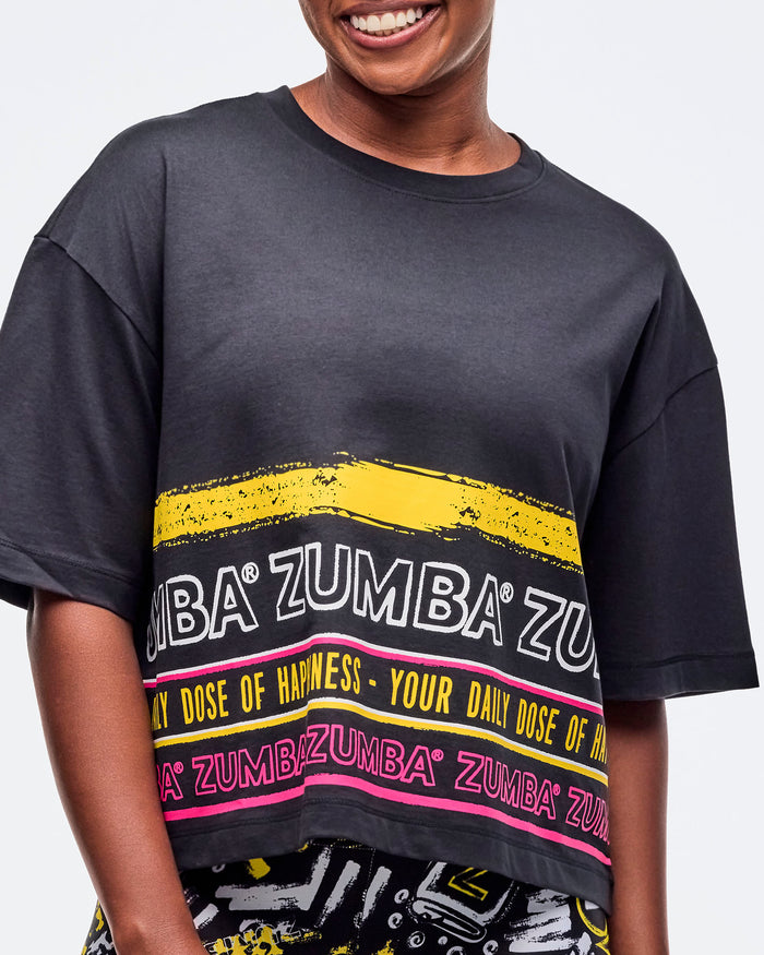 Bold Black # Sizzlin' Oversized Boxy Crop Top