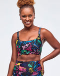 Black/Pink # Sizzlin' Scoop Bra With Cross Back Straps