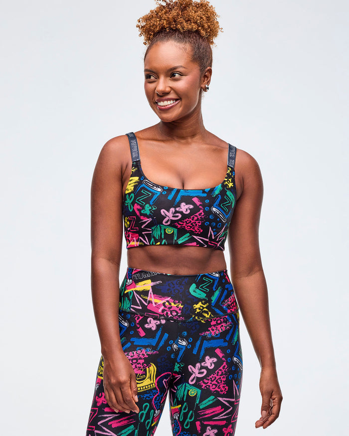 Black/Pink # Sizzlin' Scoop Bra With Cross Back Straps