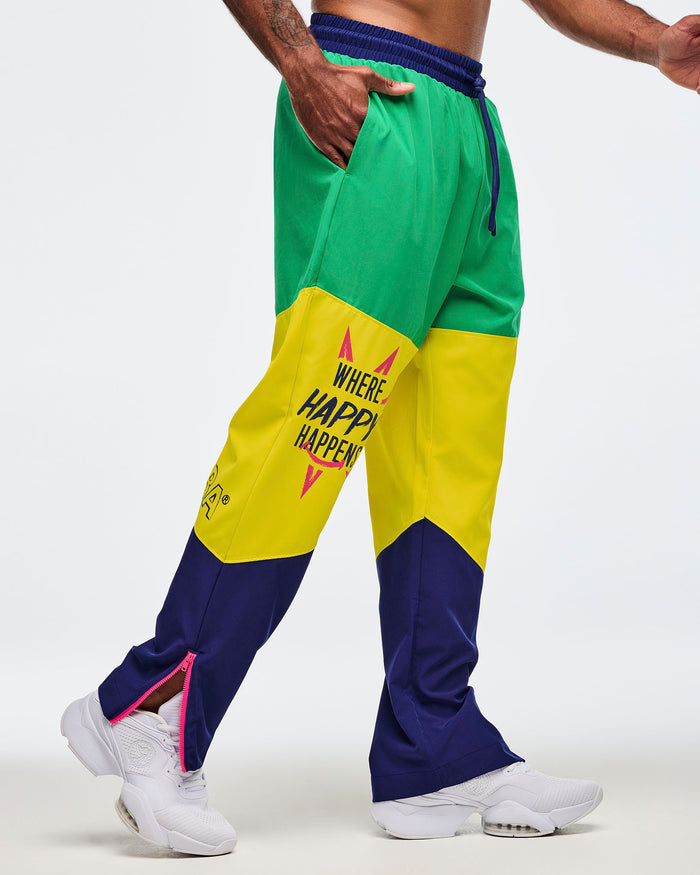 Dark Blue/Green # Sizzlin' Woven Track Pants