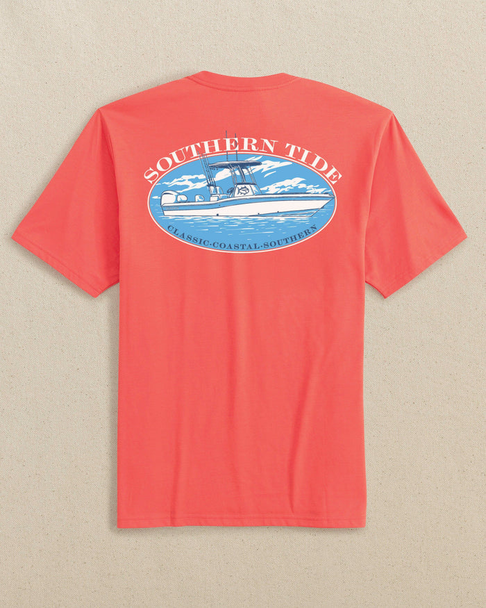 The back view of the Southern Tide Skipjack Center Console Short Sleeve T-Shirt by Southern Tide - Coral Beach