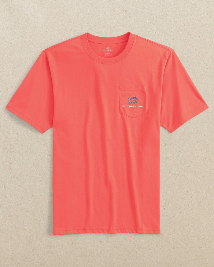 The front view of the Southern Tide Skipjack Center Console Short Sleeve T-Shirt by Southern Tide - Coral Beach