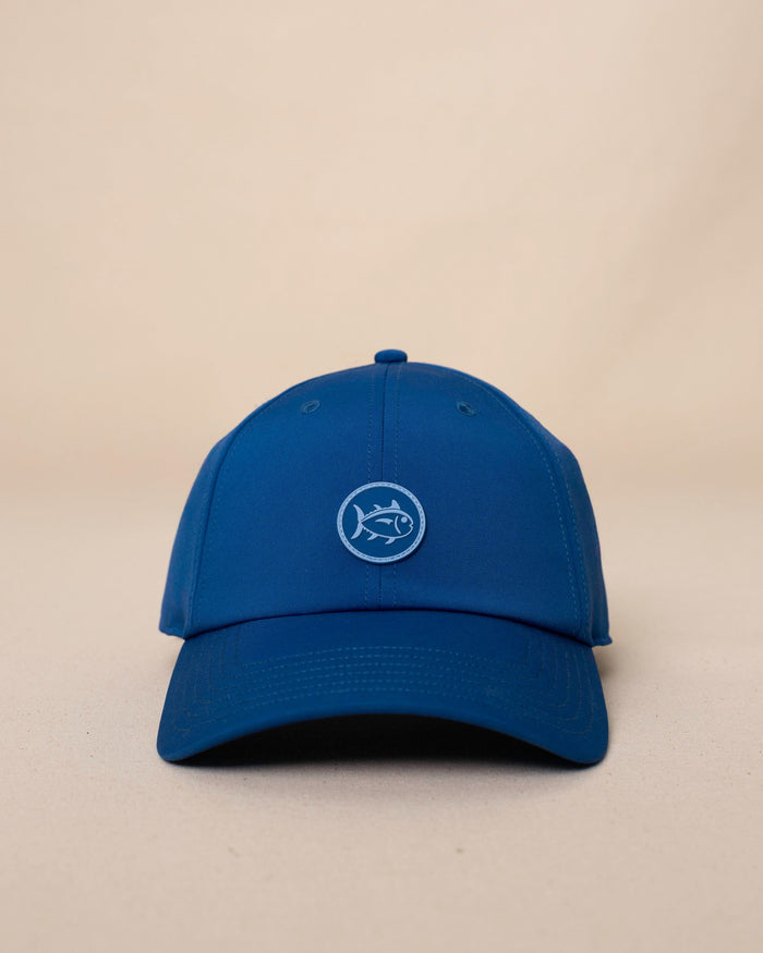 The front view of the Southern Tide Skipjack Circle Performance Hat by Southern Tide - Nautical Blue