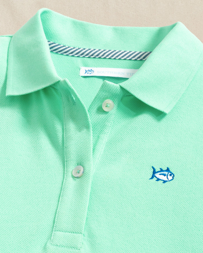 The detail view of the Southern Tide Skipjack Dropwaist Polo Dress by Southern Tide - Gulf Shores