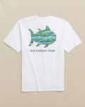 The back view of the Southern Tide Skipjack Fill Marsh Scene Short Sleeve T-Shirt by Southern Tide - Classic White