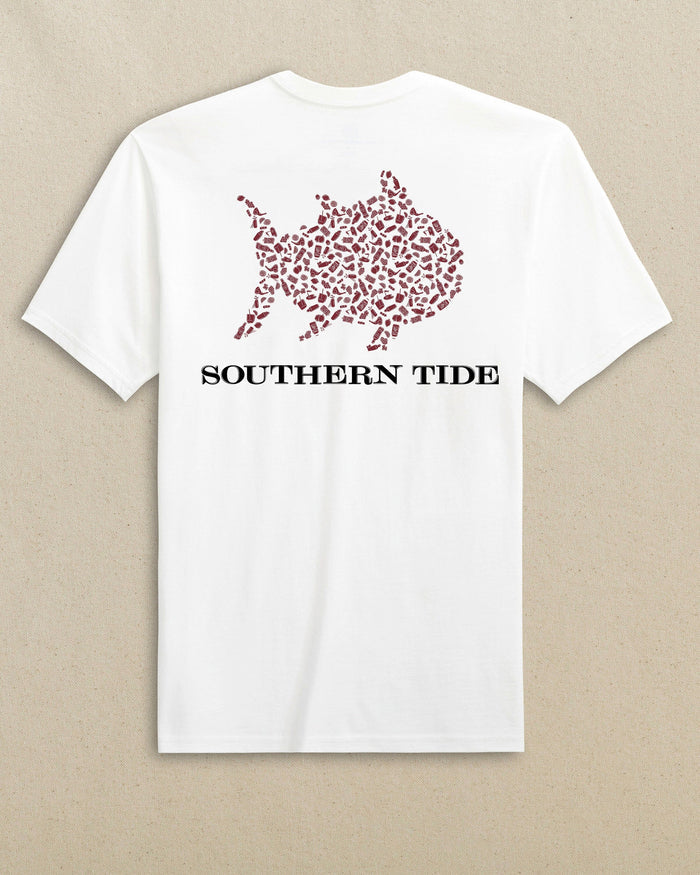 The back view of the Southern Tide Skipjack Fill Tailgate Short Sleeve T-Shirt by Southern Tide - Chianti and Black
