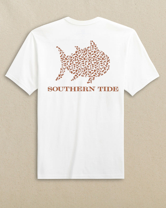 The back view of the Southern Tide Skipjack Fill Tailgate Short Sleeve T-Shirt by Southern Tide - White and Rust