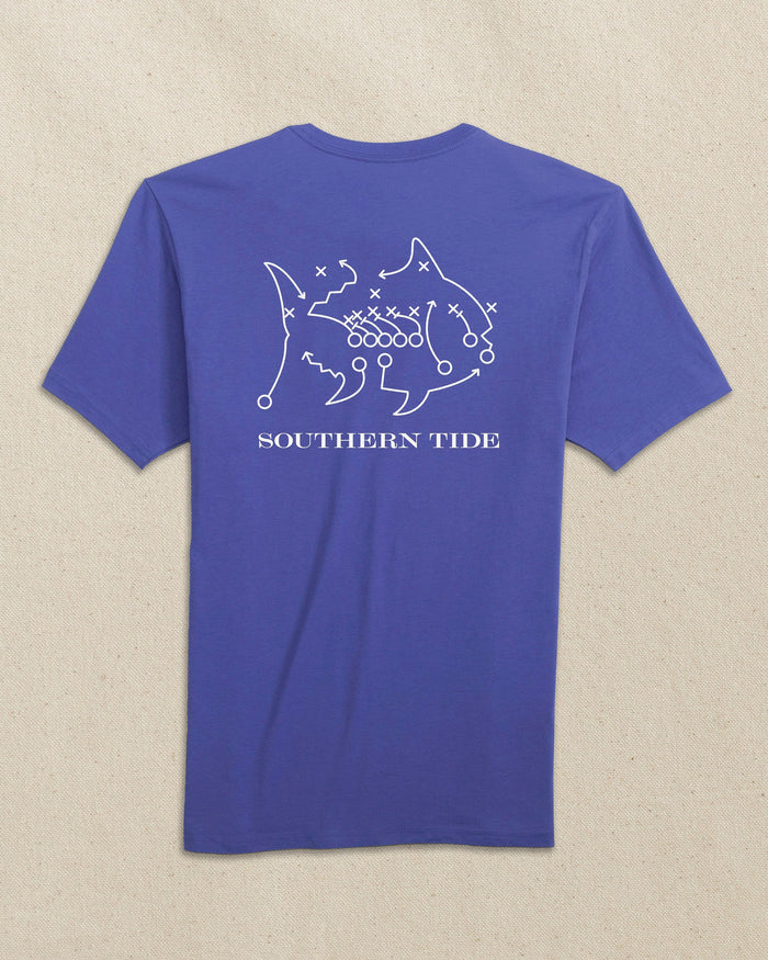The back view of the Southern Tide Skipjack Play Short Sleeve T-Shirt by Southern Tide - University Blue and White