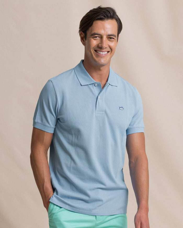 The front view of the Southern Tide Skipjack Polo Shirt by Southern Tide - Tide Blue