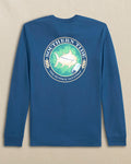 The back view of the Southern Tide Skipjack Sandtrap Long Sleeve T-Shirt by Southern Tide - Nautical Blue