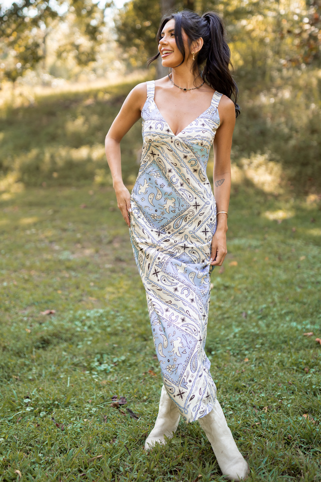 Skylar Blue Paisley Maxi Dress FINAL SALE