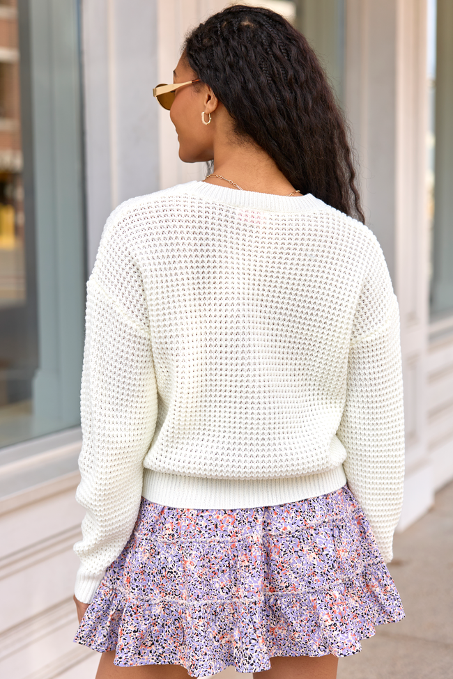 Sloan Ivory Textured Crewneck Sweater FINAL SALE