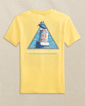 The back view of the Southern Tide Slow No Wake Short Sleeve T-Shirt by Southern Tide - Sunshine