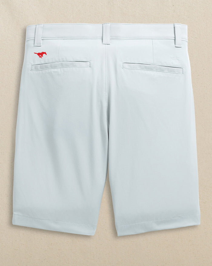 The back view of the Southern Tide SMU Mustangs Birdie 8" Coastal Breeze® Performance Short by Southern Tide - Seagull Grey