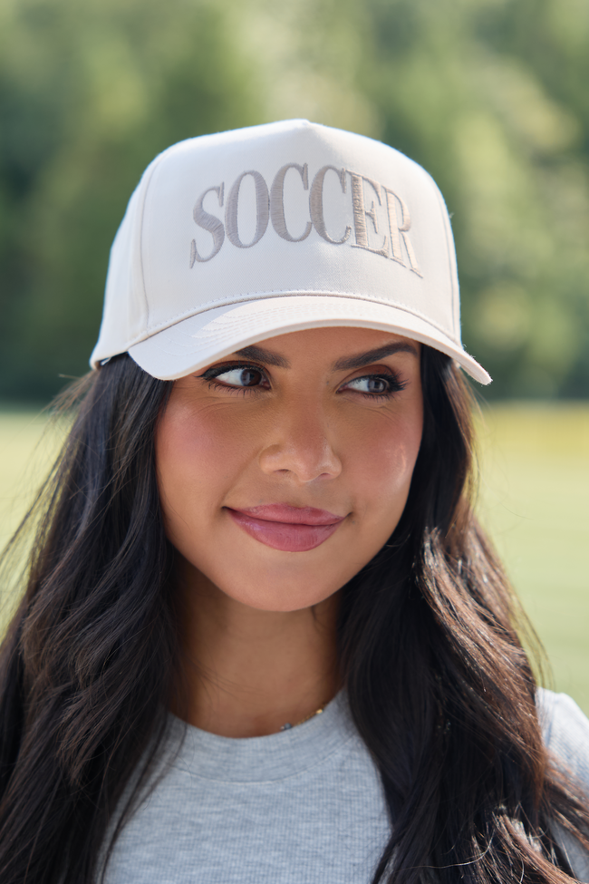 Soccer Natural/Khaki Embroidered Trucker Hat