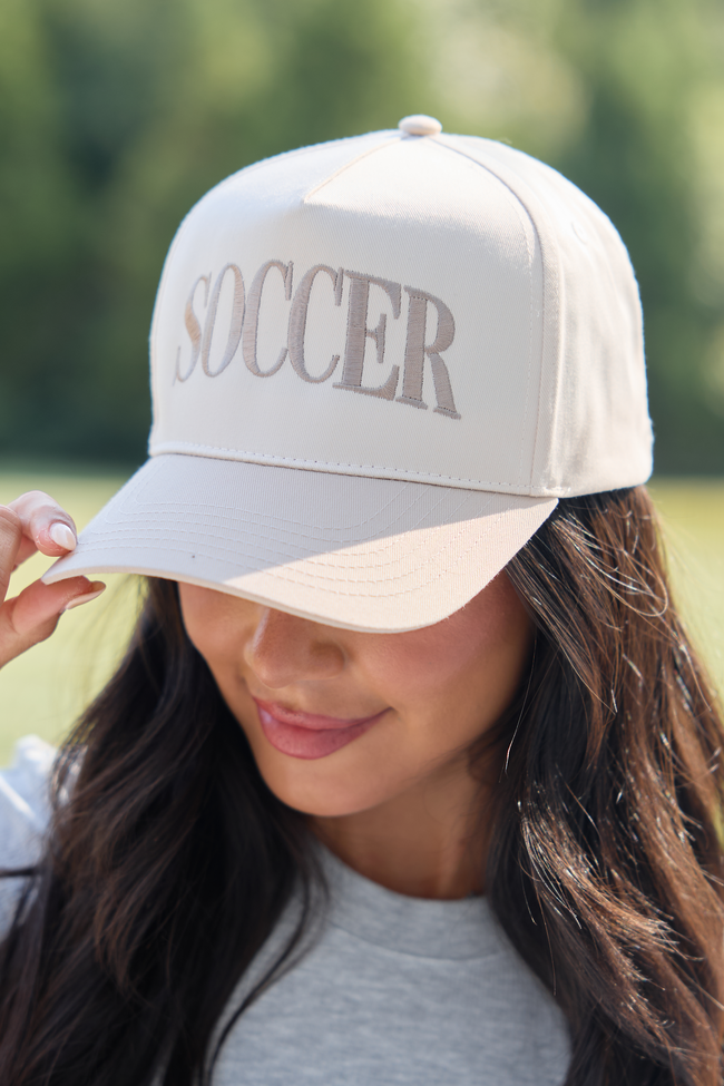 Soccer Natural/Khaki Embroidered Trucker Hat