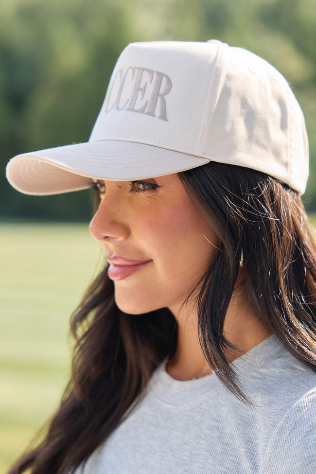 Soccer Natural/Khaki Embroidered Trucker Hat
