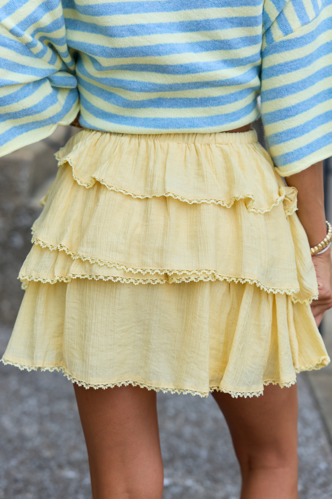 Soft Waves Tiered Yellow Mini Skort