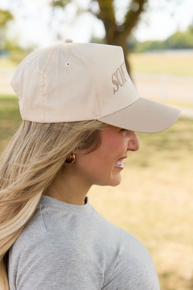 Softball Natural/Khaki Embroidered Trucker Hat