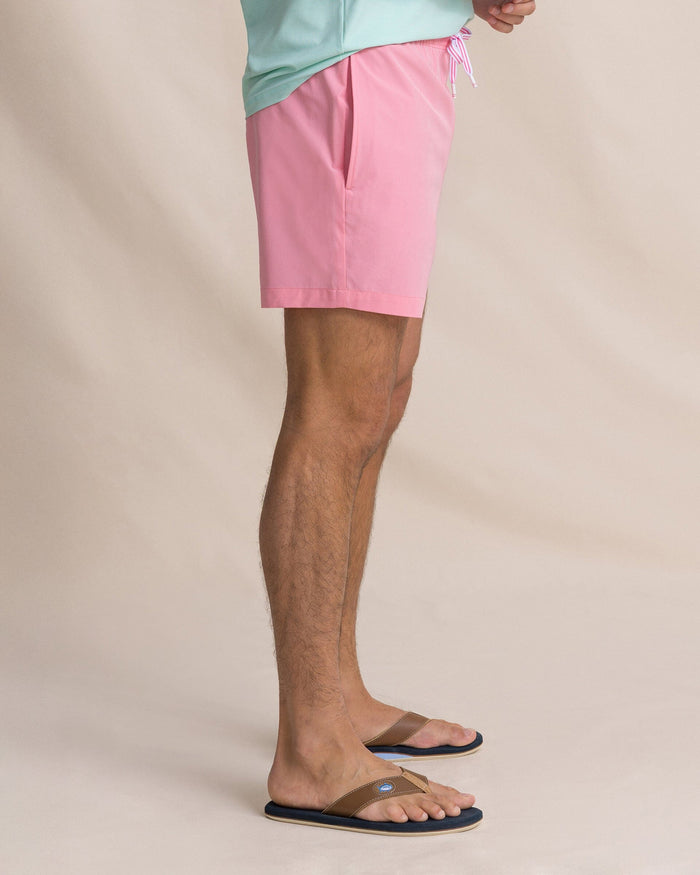 The side view of the Southern Tide Solid Maritime Swim Trunk by Southern Tide - Sea Pink