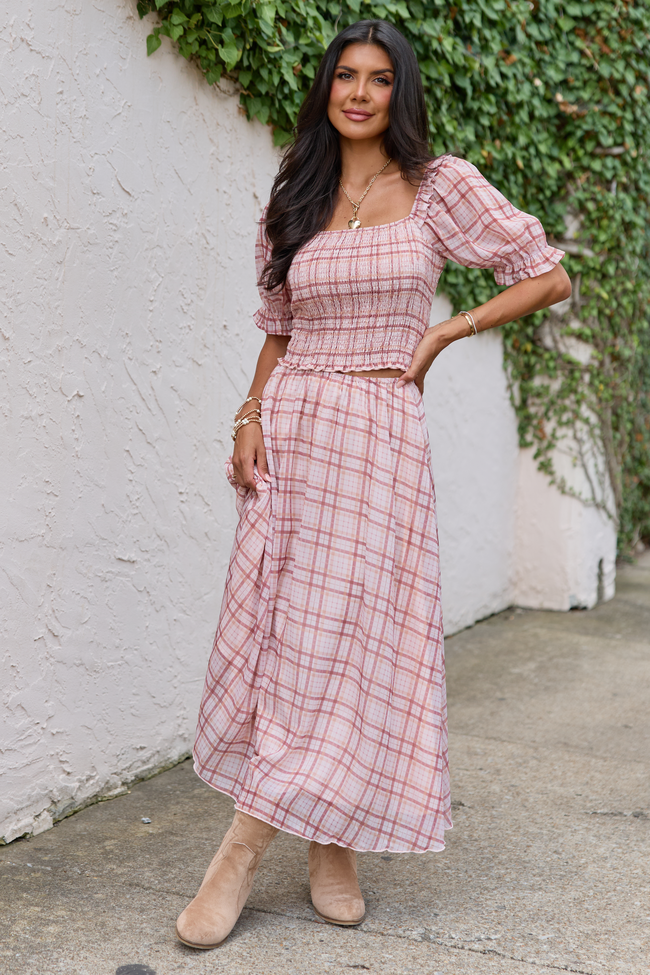 Something Good Pink Plaid Smocked Top
