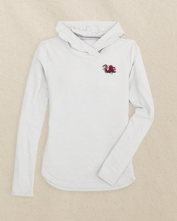 The front view of the South Carolina Gamecocks Women's Linley brrr°®-illiant Hoodie by Southern Tide - Platinum Grey