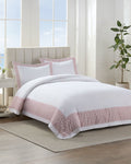 The front view of the Southern Tide Southern Tide Augustine Comforter Set by Southern Tide - White/Pink
