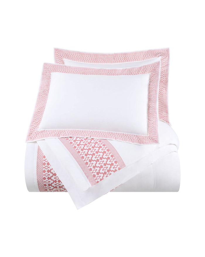 The front view of the Southern Tide Southern Tide Augustine Comforter Set by Southern Tide - White/Pink