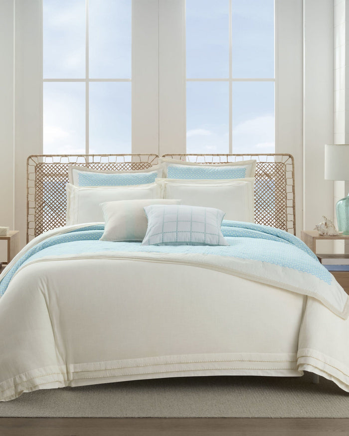 The front view of the Southern Tide Southern Tide Bellweather Comforter Set by Southern Tide - White