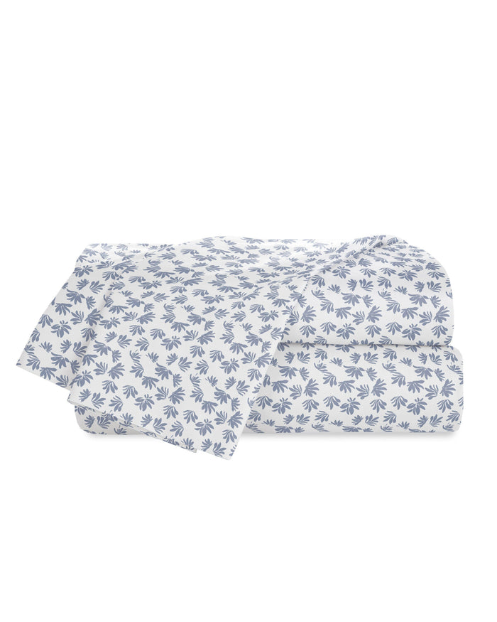 The front view of the Southern Tide Coastal Jasmine Sheet Set by Southern Tide - Blue