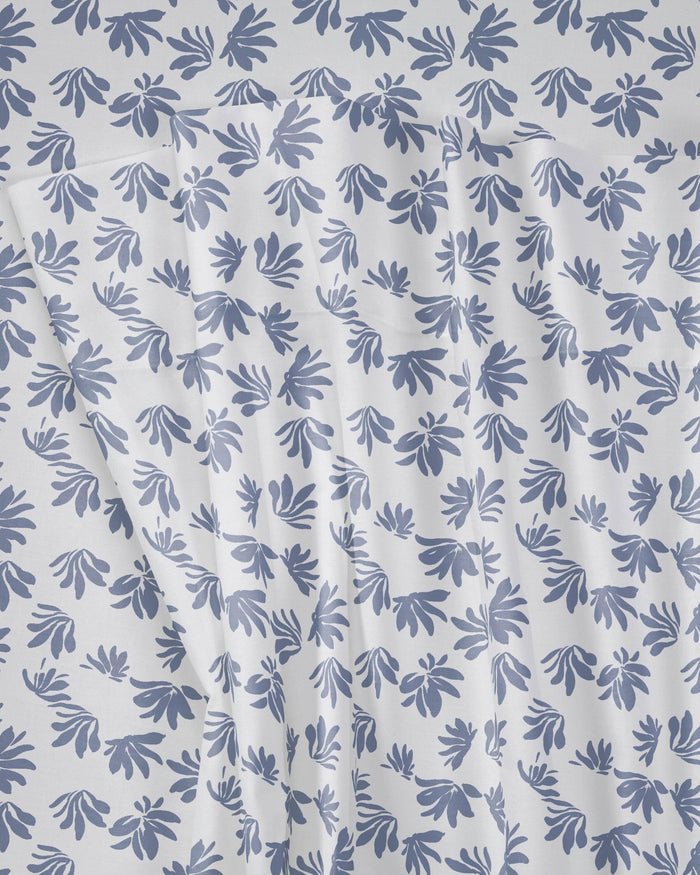 The front view of the Southern Tide Coastal Jasmine Sheet Set by Southern Tide - Blue