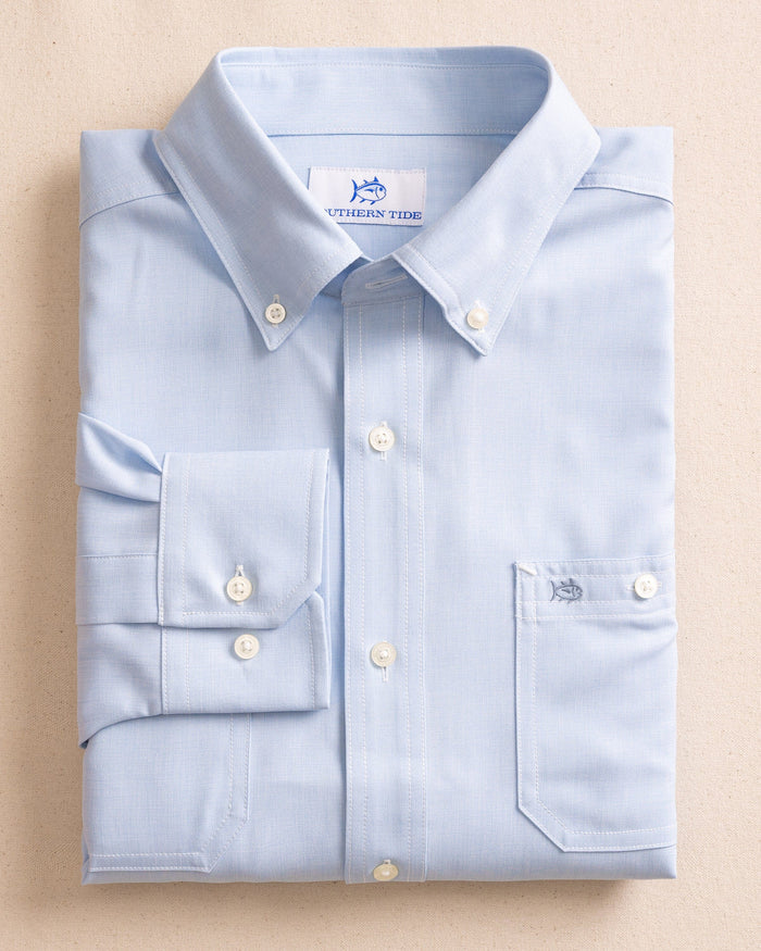 The front view of the Southern Tide Dock Shirt by Southern Tide - Cerulean
